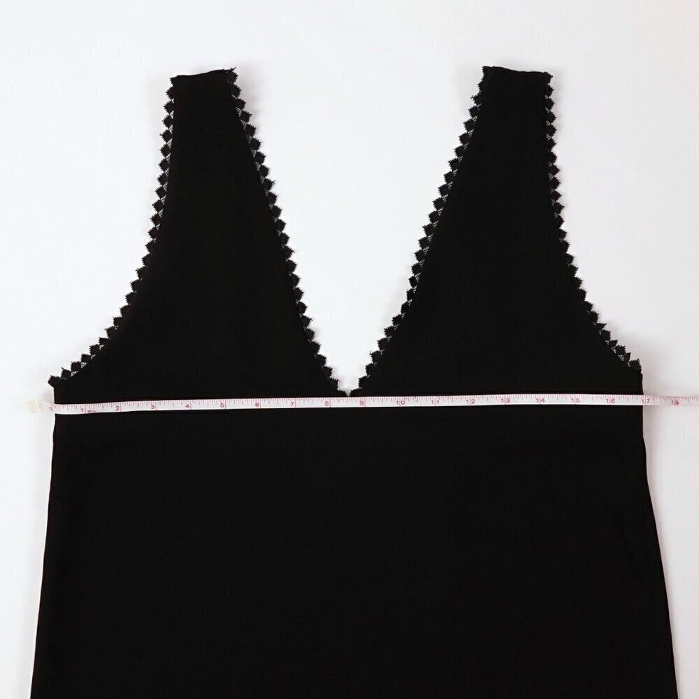 The Kooples Black Midi Slip Dress Embroidered V Neck - M - NWT - Picture 7 of 9